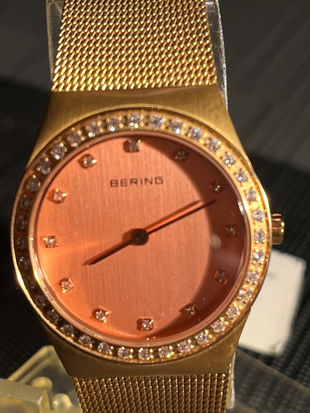 Bering Rose Gold Mesh Crystal Accent Watch